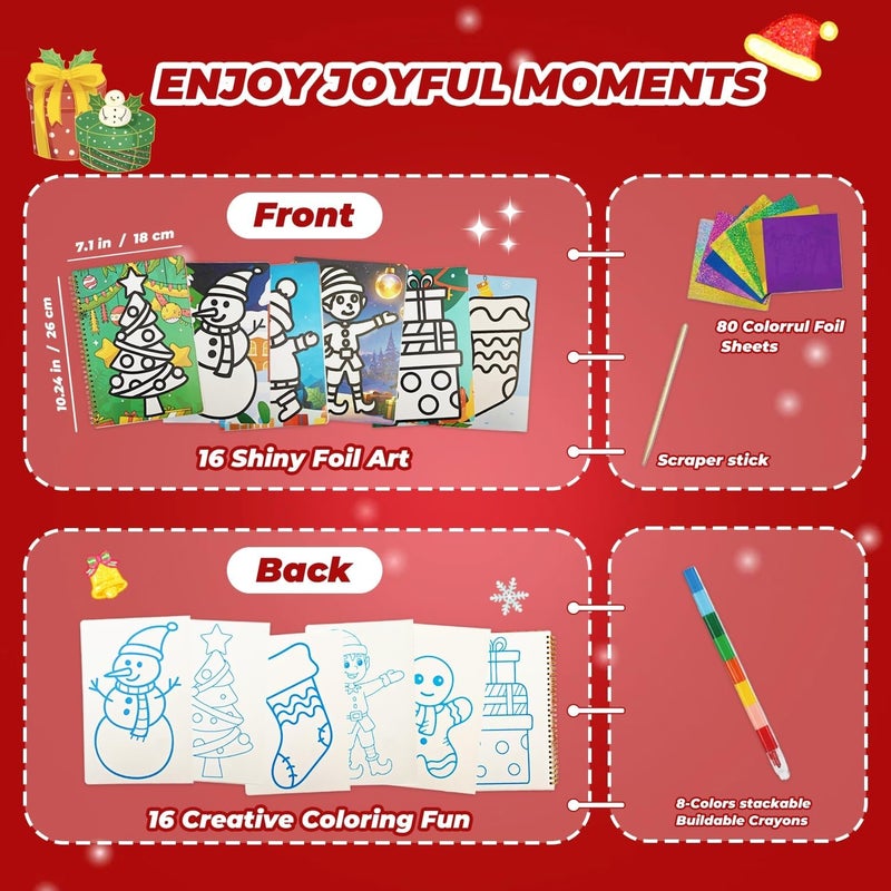 NaTuGi Foil Art Fun for Kids - Christmas Theme Arts and Crafts Kits，Kids Fun Art Supplies ，Creative Birthday Gift ，Travel Toys，Suitable for Girls and Boys Craftikit (Christmas) - Image 3